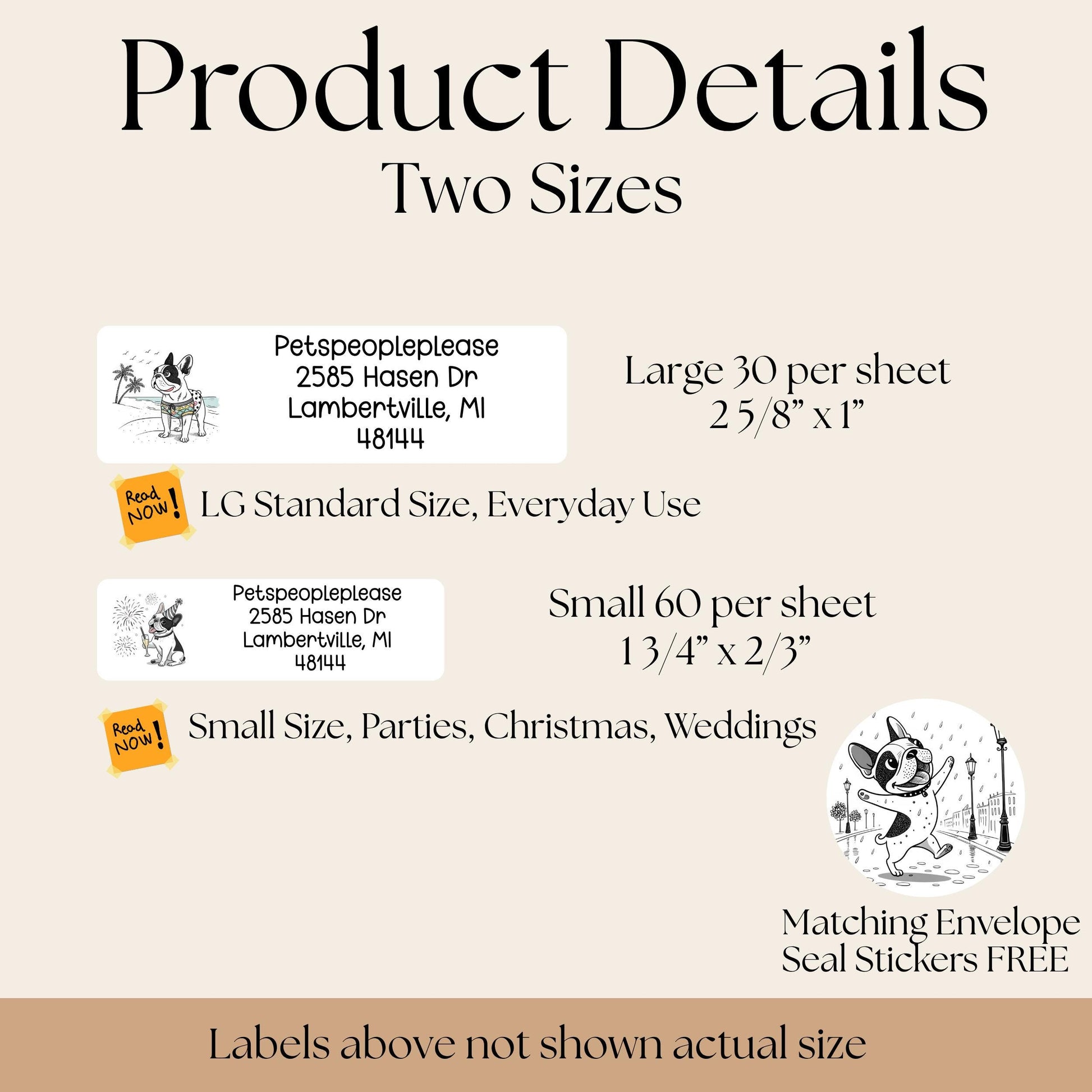 Personalized French Bulldog return address label, Custom Frenchie envelope addressing, Minimalist line art - Letter Seal Stickers - The Pawprint Paperie