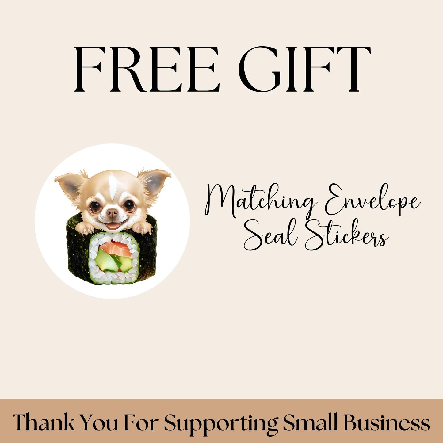 Chihuahua Return Address Label & Envelope Seal Sticker Set, Funny Personalized Chihuahua mom gift, Sushi Lover Dog Labels, FREE Stickers - The Pawprint Paperie