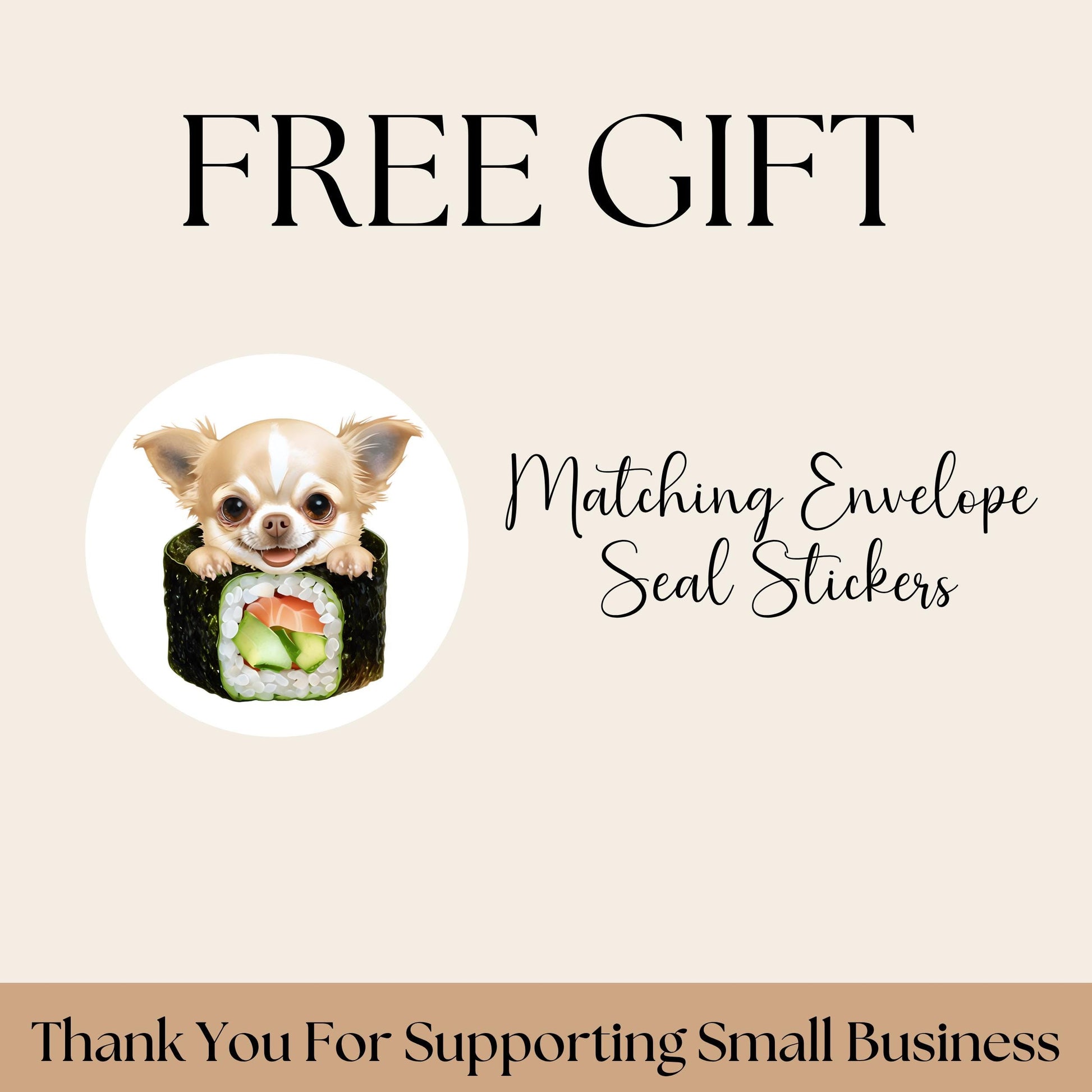 Chihuahua Return Address Label & Envelope Seal Sticker Set, Funny Personalized Chihuahua mom gift, Sushi Lover Dog Labels, FREE Stickers - The Pawprint Paperie