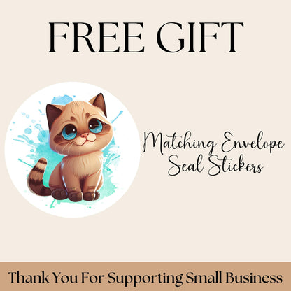 Pretty Cats Return Address Labels, FREE Matching Envelope Seal Stickers, Personalized Cat mom Gift, 6 designs, Black, Siamese, Orange, Tabby - The Pawprint Paperie