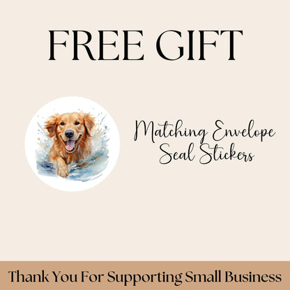 Golden Retriever Return Address Label Sheet, FREE Matching Envelope Seal Stickers, Personalized mailing Dog Mom Gift, Snail Mail Gift Set - The Pawprint Paperie