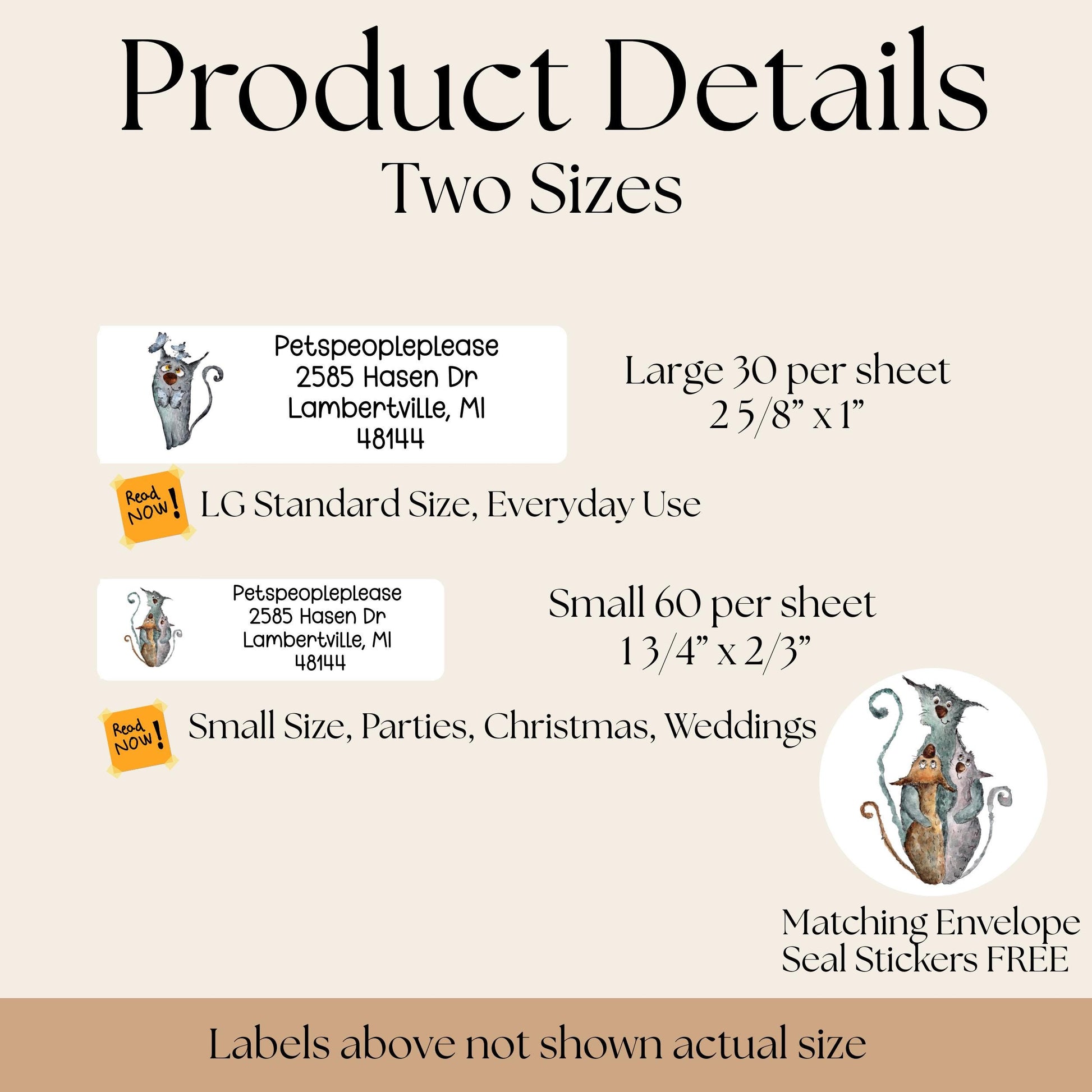 Funny Cat Return Address Label Stickers, Peel and Stick Mailing Label - FREE Envelope Seal Letter Stickers, Personalized gift for cat lovers - The Pawprint Paperie