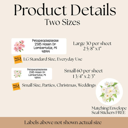 Cherry Blossom Return Address Labels, FREE Envelope Seal Stickers, Custom Pink Labels, Floral Happy Mail sheet, Snail Mail Gift, Pen Pal - The Pawprint Paperie