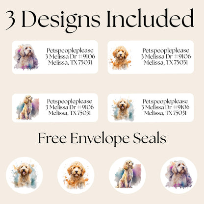Personalized Doodle lover return address labels, FREE Matching Custom Sticker seals, Cavipoo, Poodle, Cockapoo, Goldendoodle, dog lover gift - The Pawprint Paperie