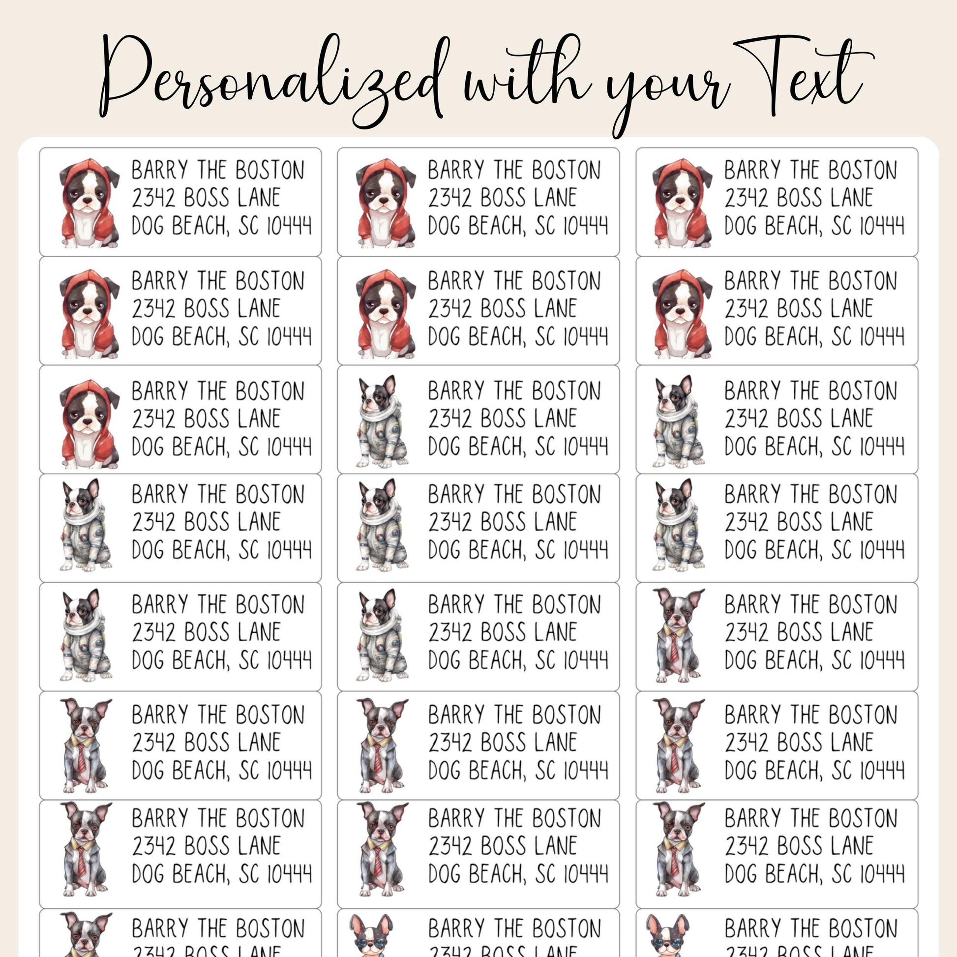 Boston Terrier Return Address Labels with FREE Envelope Seal Stickers – Cute Dog Lover Mailing Stickers - The Pawprint Paperie