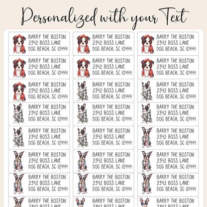 Boston Terrier Return Address Labels with FREE Envelope Seal Stickers – Cute Dog Lover Mailing Stickers - The Pawprint Paperie