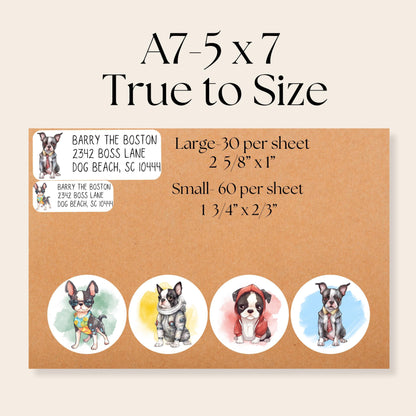 Boston Terrier Return Address Labels with FREE Envelope Seal Stickers – Cute Dog Lover Mailing Stickers - The Pawprint Paperie