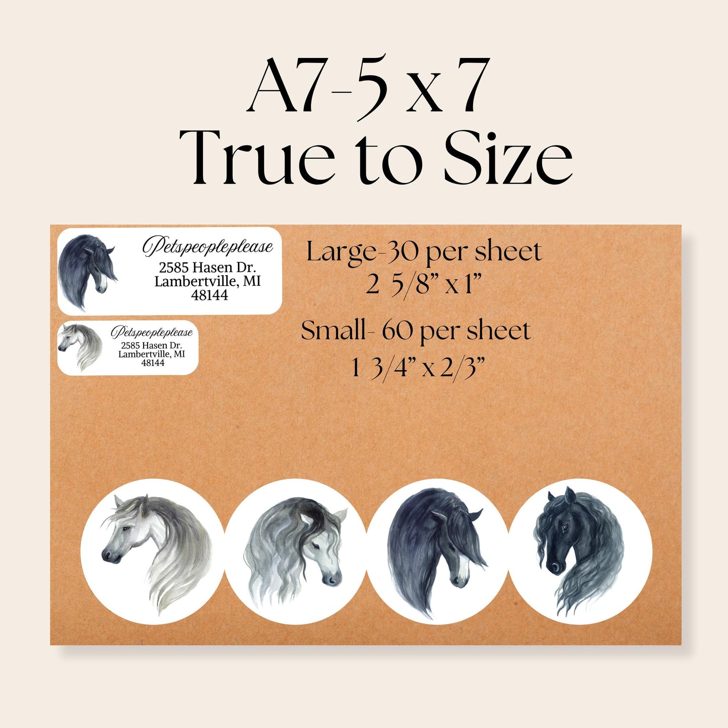 Minimalist Horse Address Labels with FREE Matching Stickers, Custom Sketch Envelope Labels, Horse Lover Gift, Printed - The Pawprint Paperie