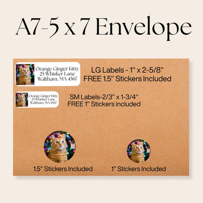 Custom Cat Photo Address Labels with FREE Stickers, Personalized Return Mailing Stickers Cat Moms, Printed Labels Gift, summer camp labels - The Pawprint Paperie