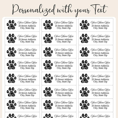 Paw Print Address Labels, 8 Design Choices, Free Envelope Seals, Custom Printed Stickers - The Pawprint Paperie