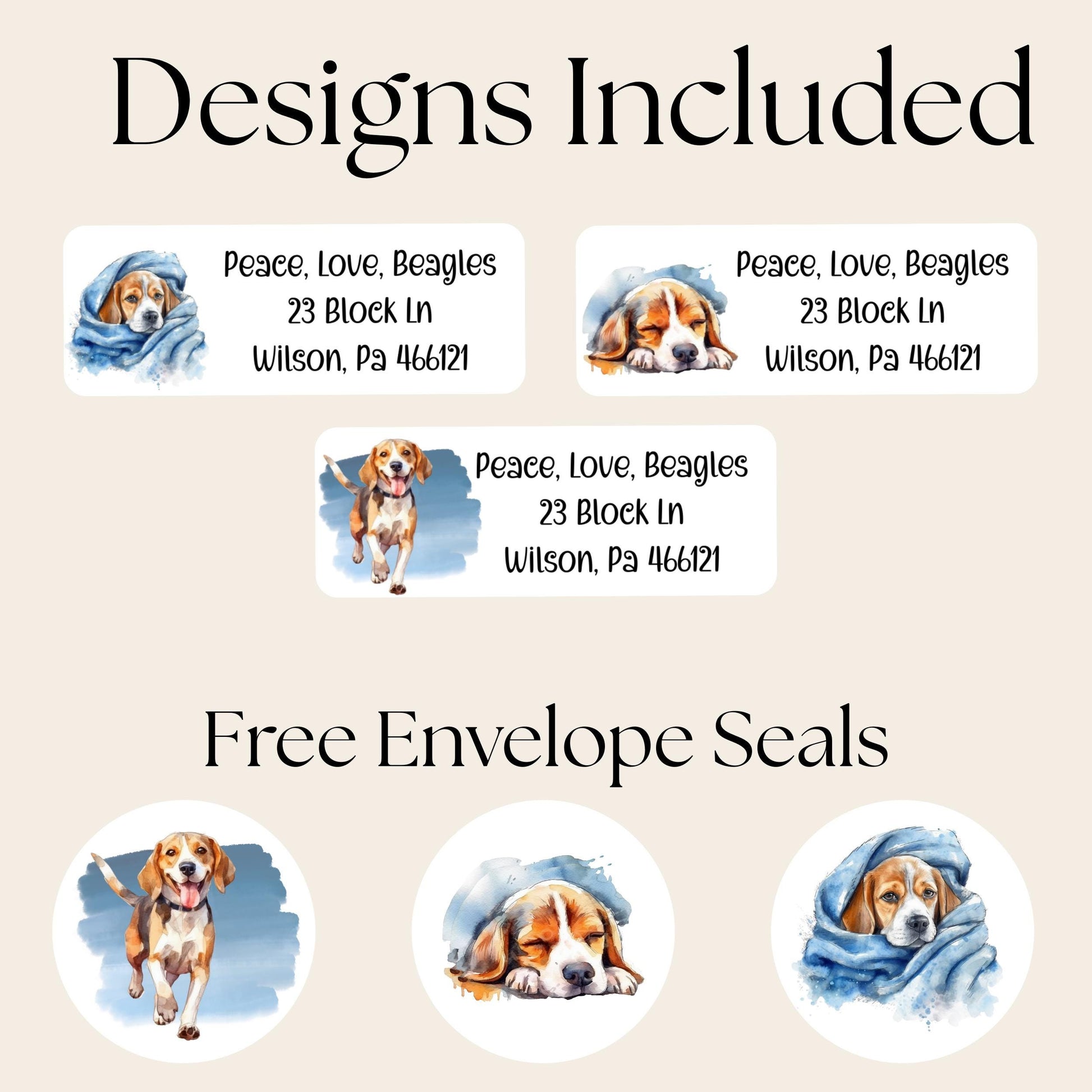Beagle return address labels - Custom sticker for addressing - personalized - envelope seal stickers -Beagle mom gift - Beagle lover - The Pawprint Paperie