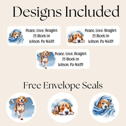 Beagle return address labels - Custom sticker for addressing - personalized - envelope seal stickers -Beagle mom gift - Beagle lover - The Pawprint Paperie