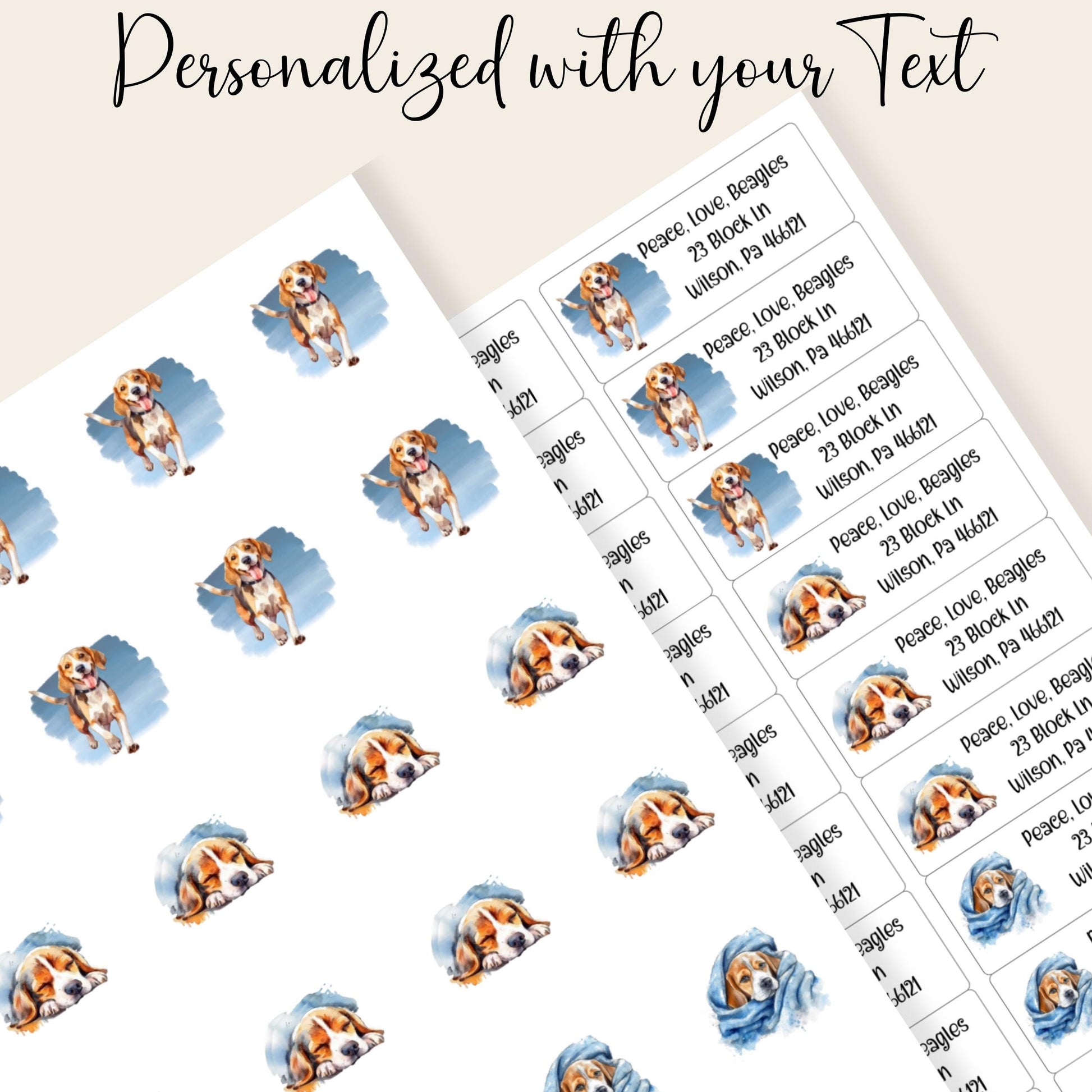 Beagle return address labels - Custom sticker for addressing - personalized - envelope seal stickers -Beagle mom gift - Beagle lover - The Pawprint Paperie