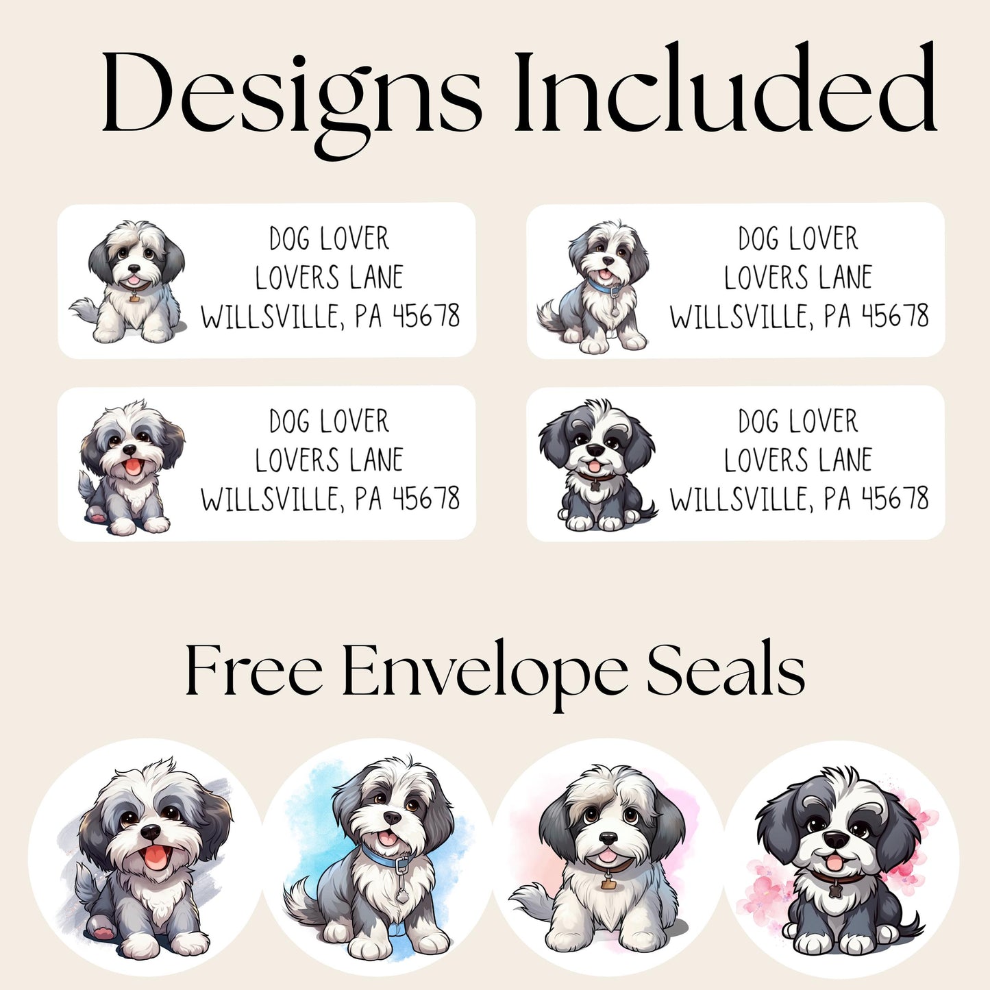 Havanese lovers return address label - stickers for envelope addressing - Havanese mom gift - snail mail labels - dog address labels - The Pawprint Paperie