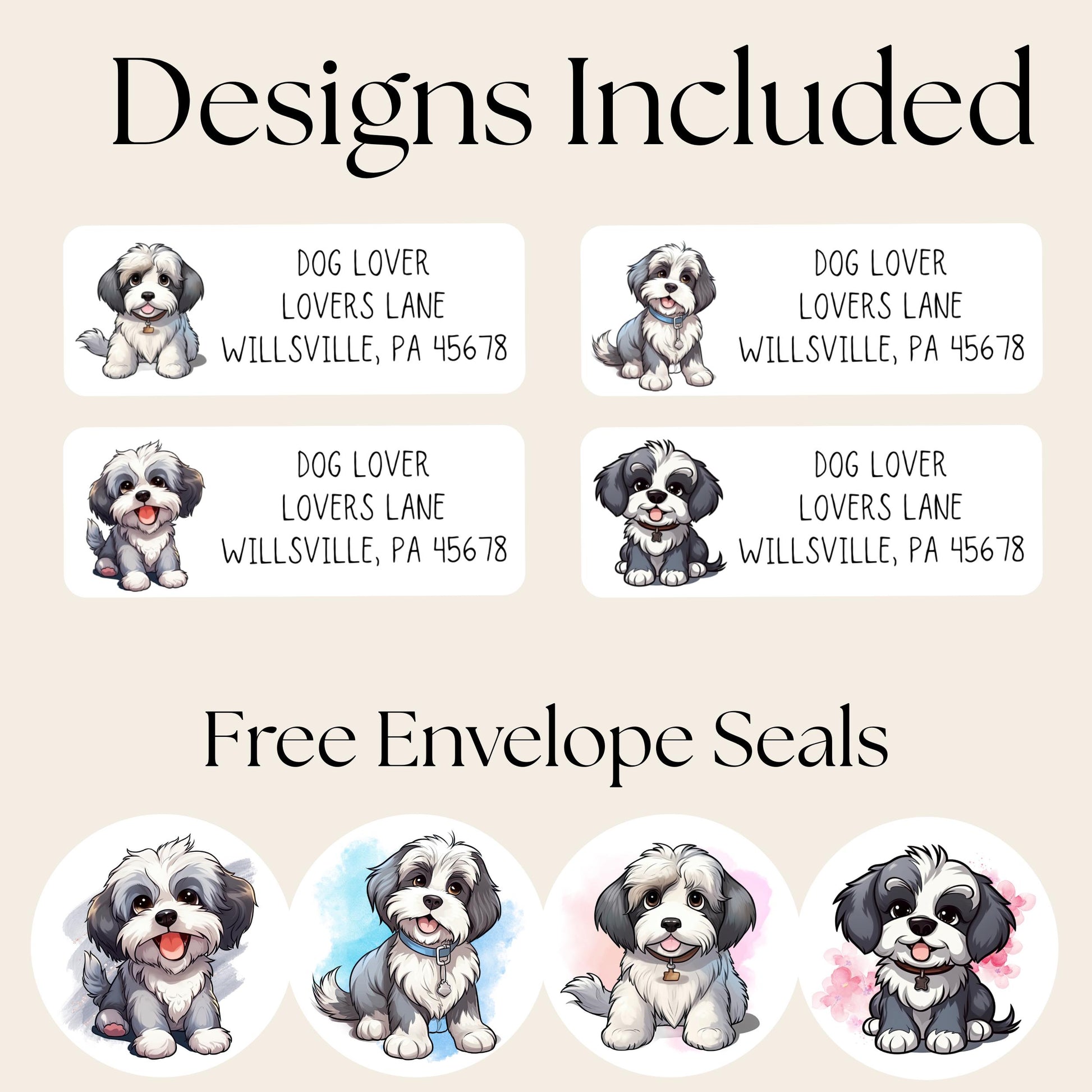 Havanese lovers return address label - stickers for envelope addressing - Havanese mom gift - snail mail labels - dog address labels - The Pawprint Paperie