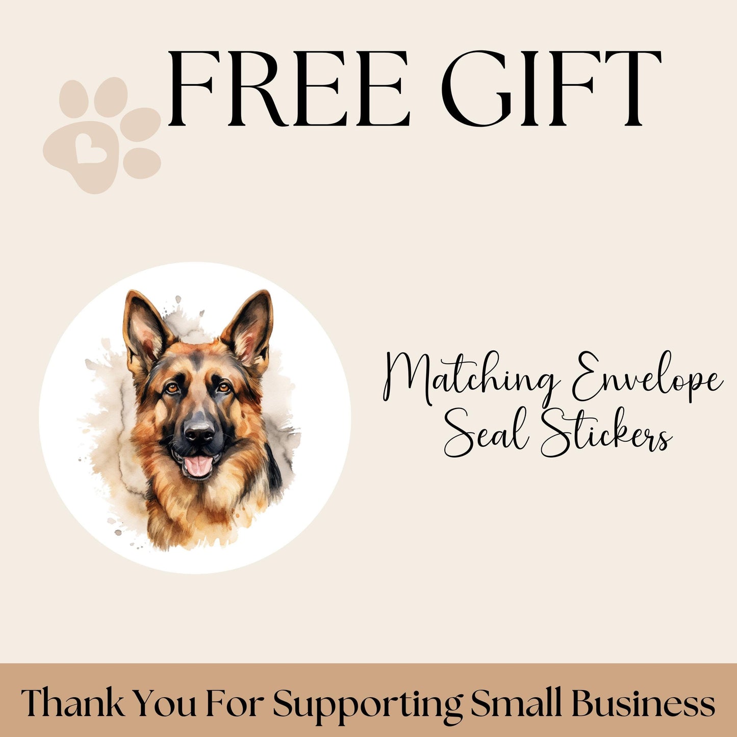 German Shepherd lover return address label, FREE envelope seal stickers, Dog mom custom address tags, Police Dog owner gift - The Pawprint Paperie