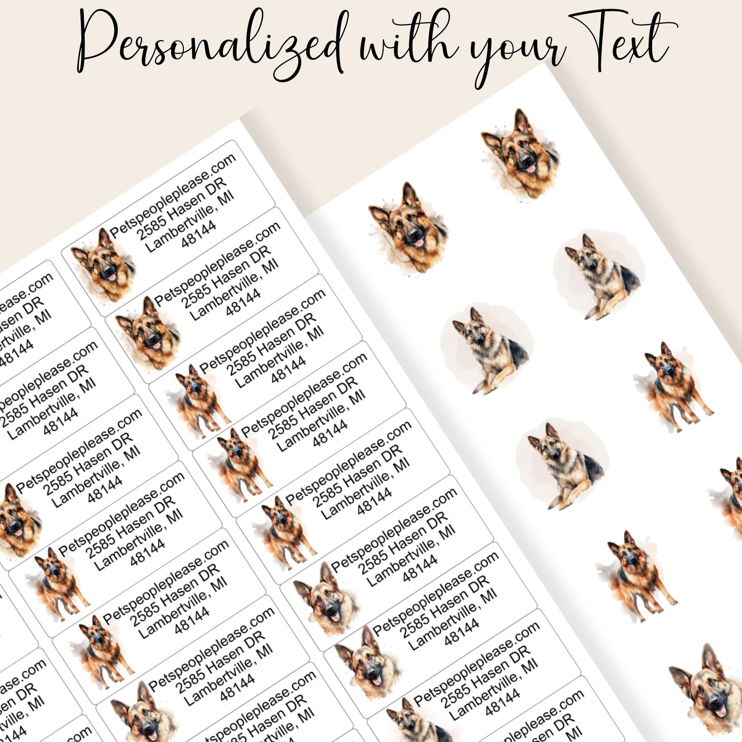 German Shepherd lover return address label, FREE envelope seal stickers, Dog mom custom address tags, Police Dog owner gift - The Pawprint Paperie