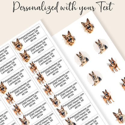 German Shepherd lover return address label, FREE envelope seal stickers, Dog mom custom address tags, Police Dog owner gift - The Pawprint Paperie