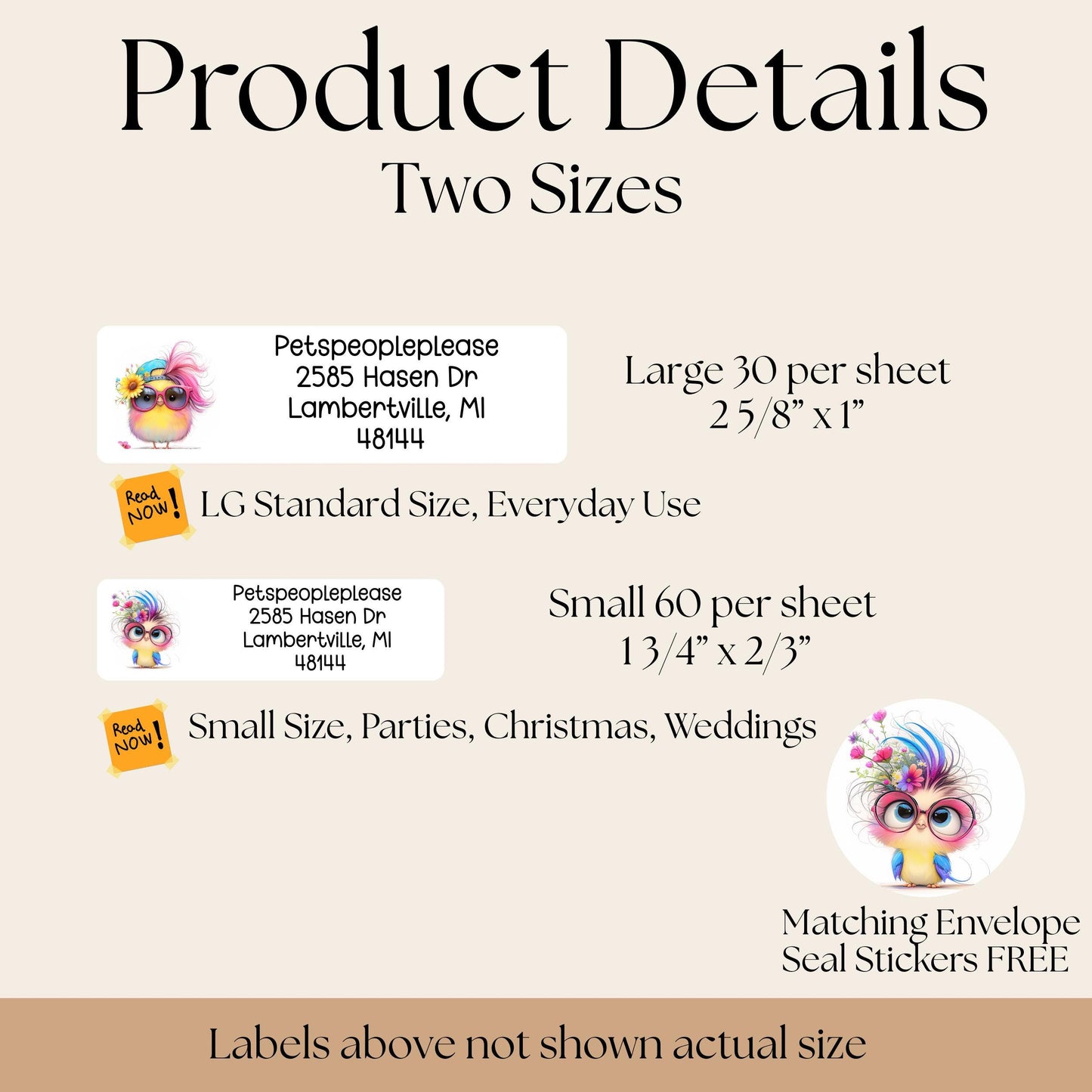 Colorful Bird Address Labels with FREE Envelope Seal Stickers, Cute Round Sticker Sheets, Whimsical Stationery Gift for Bird Lovers, Quirky - The Pawprint Paperie