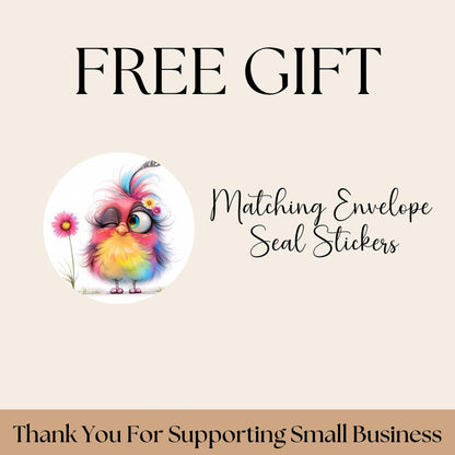 Colorful Bird Address Labels with FREE Envelope Seal Stickers, Cute Round Sticker Sheets, Whimsical Stationery Gift for Bird Lovers, Quirky - The Pawprint Paperie