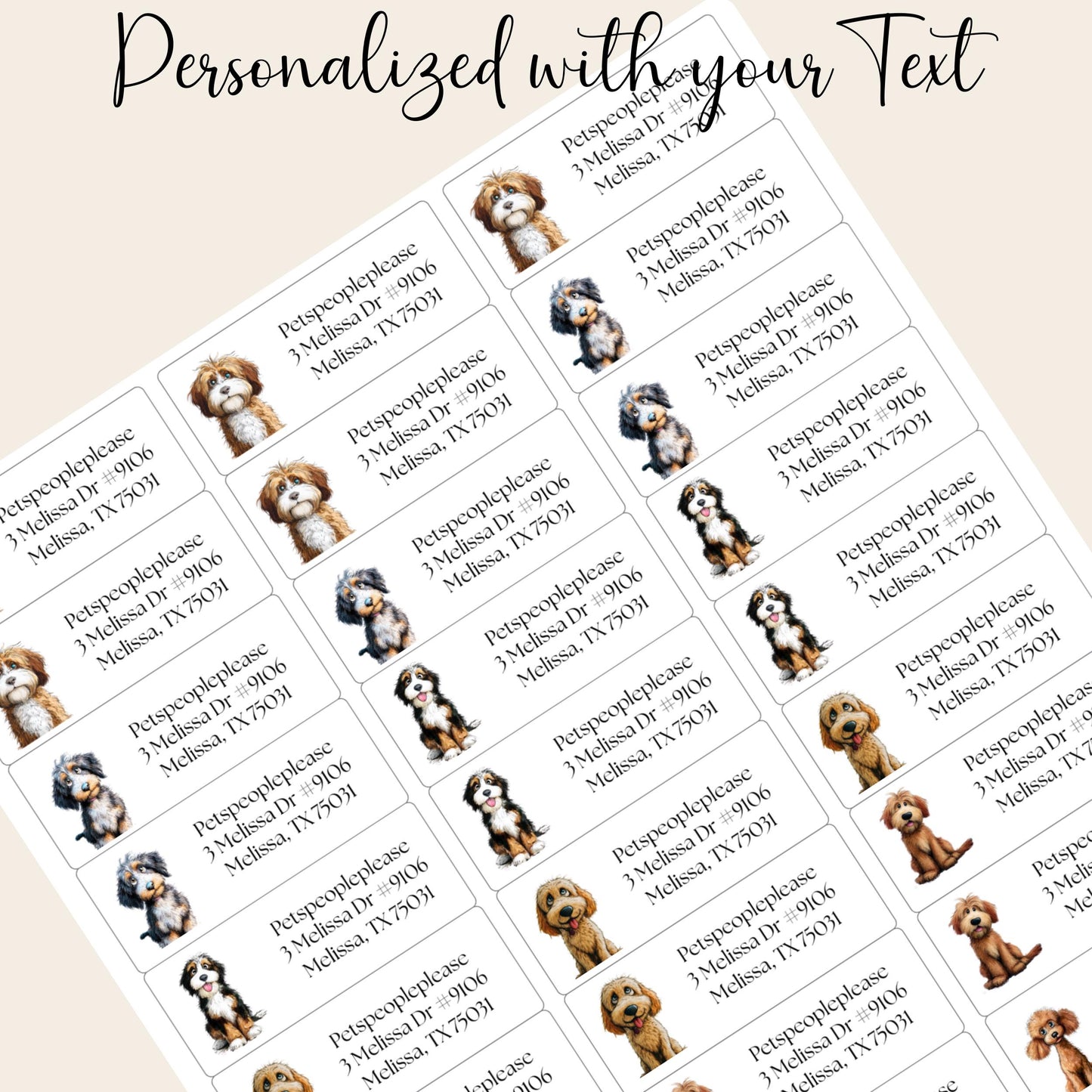 Doodle Dog Address Labels, Funny Return Stickers for Dog Lovers, Custom Mailing Labels with FREE Envelope Seals, Printed for You, Golden - The Pawprint Paperie