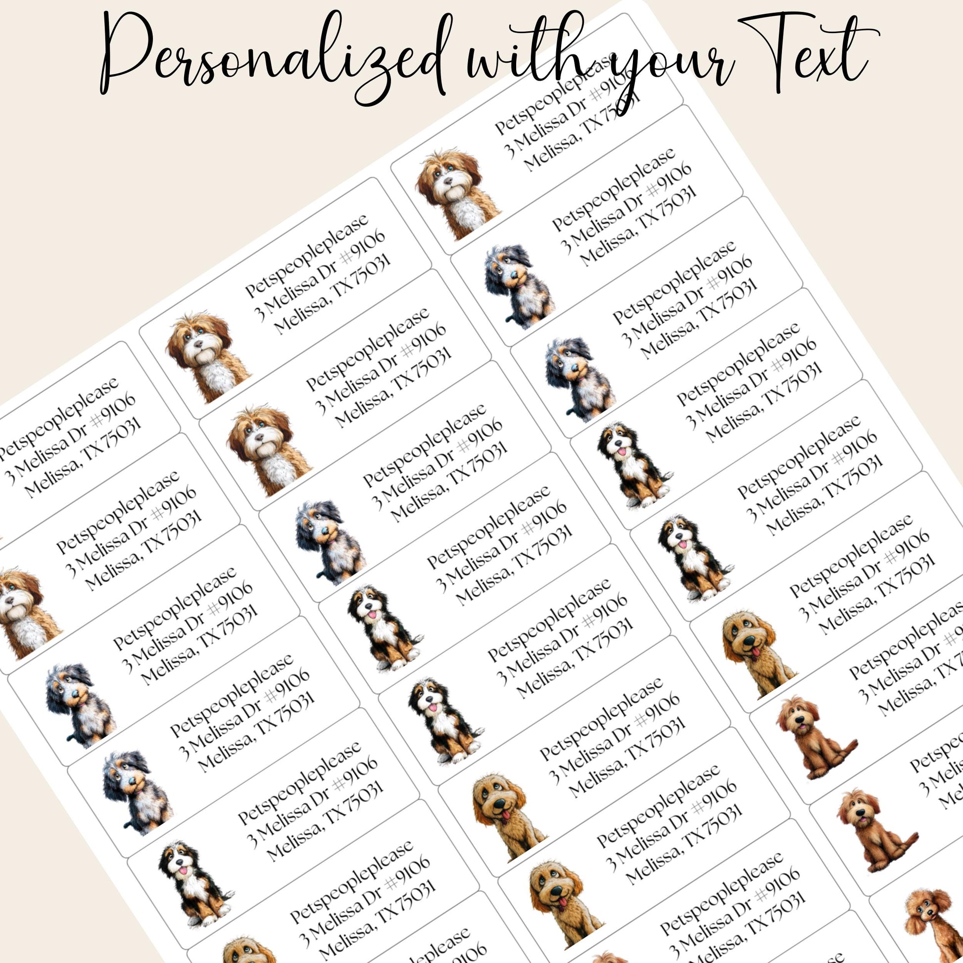 Doodle Dog Address Labels, Funny Return Stickers for Dog Lovers, Custom Mailing Labels with FREE Envelope Seals, Printed for You, Golden - The Pawprint Paperie