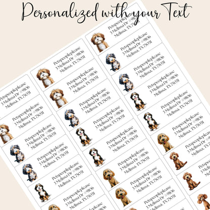 Doodle Dog Address Labels, Funny Return Stickers for Dog Lovers, Custom Mailing Labels with FREE Envelope Seals, Printed for You, Golden - The Pawprint Paperie
