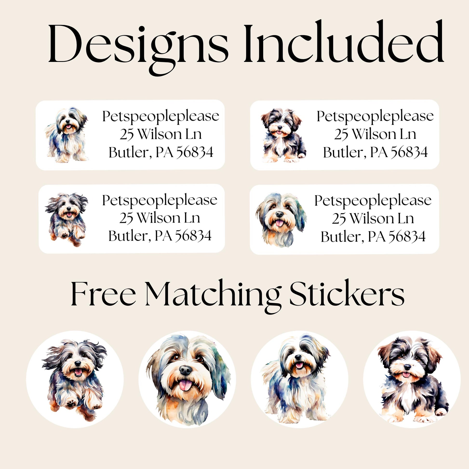 Havanese lovers return address label, stickers for envelope addressing, Havanese mom gift, snail mail labels, Dog lover special gift, Happy - The Pawprint Paperie