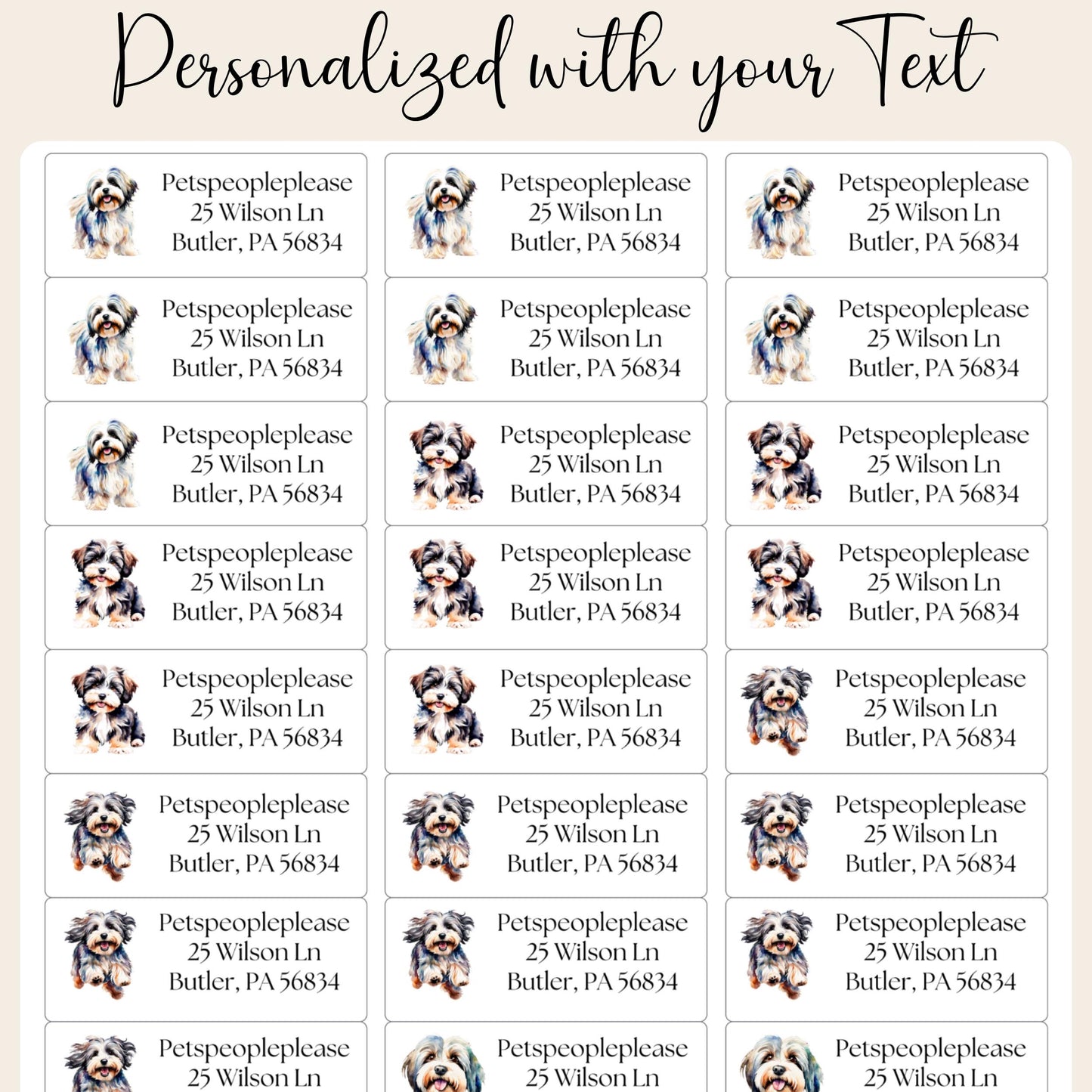 Havanese lovers return address label, stickers for envelope addressing, Havanese mom gift, snail mail labels, Dog lover special gift, Happy - The Pawprint Paperie