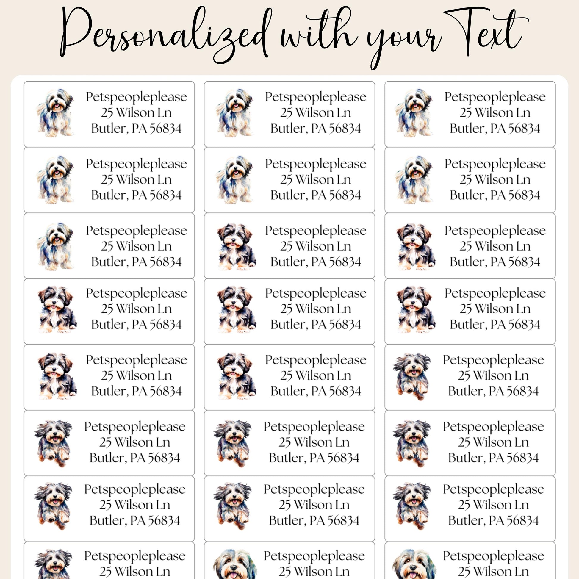 Havanese lovers return address label, stickers for envelope addressing, Havanese mom gift, snail mail labels, Dog lover special gift, Happy - The Pawprint Paperie