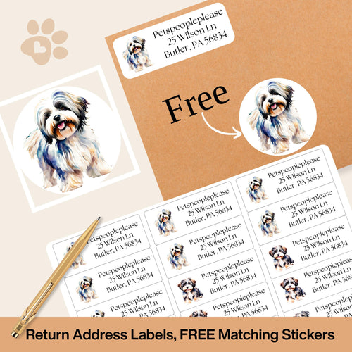 Havanese lovers return address label, stickers for envelope addressing, Havanese mom gift, snail mail labels, Dog lover special gift, Happy - The Pawprint Paperie