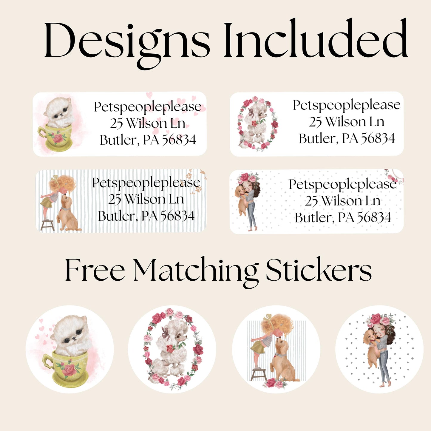 Custom Dog & Girl Address Label, FREE Matching Envelope Seals, Cute Puppy Mailing Stickers, Pet Mom Gift, Custome Printed Return Address Set - The Pawprint Paperie