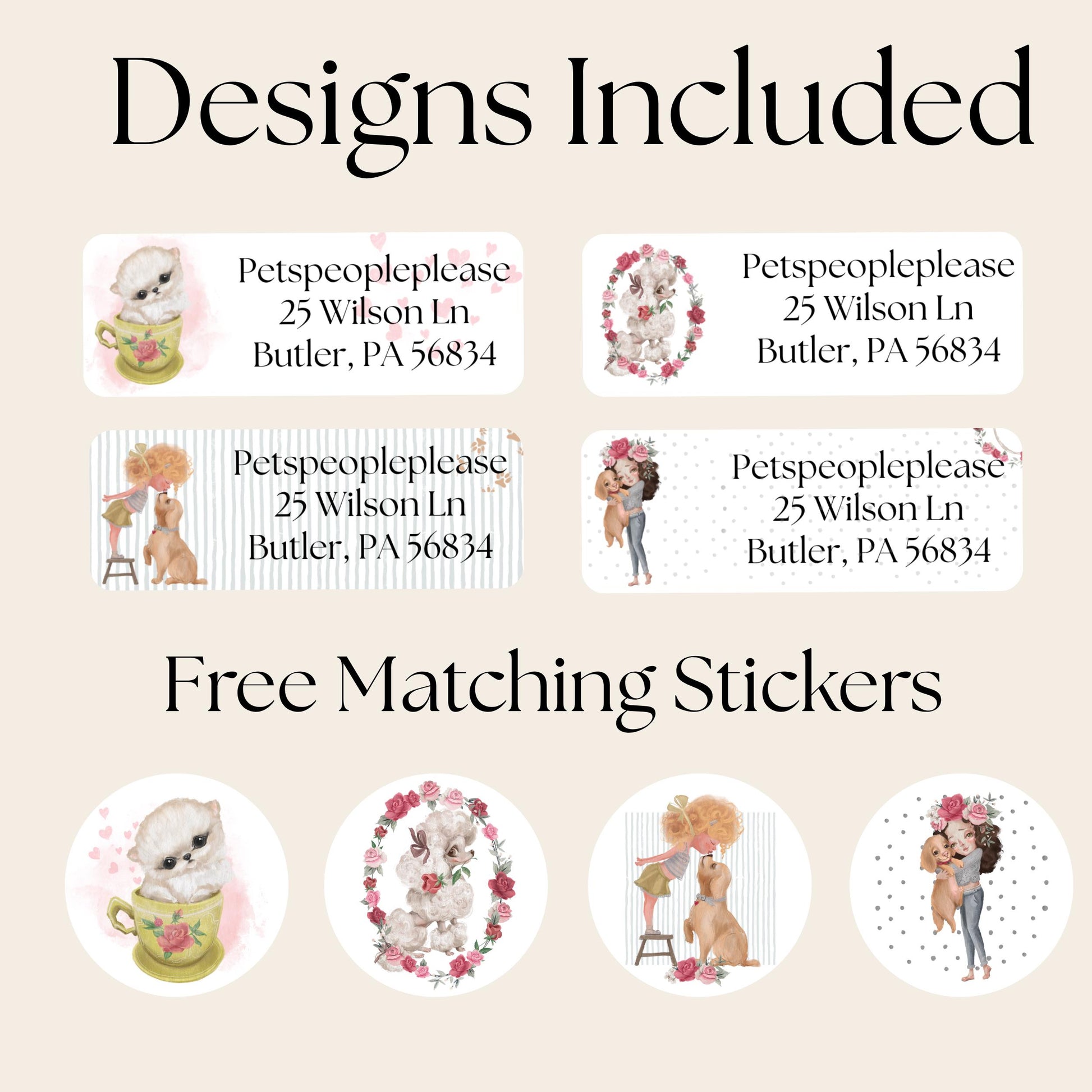 Custom Dog & Girl Address Label, FREE Matching Envelope Seals, Cute Puppy Mailing Stickers, Pet Mom Gift, Custome Printed Return Address Set - The Pawprint Paperie