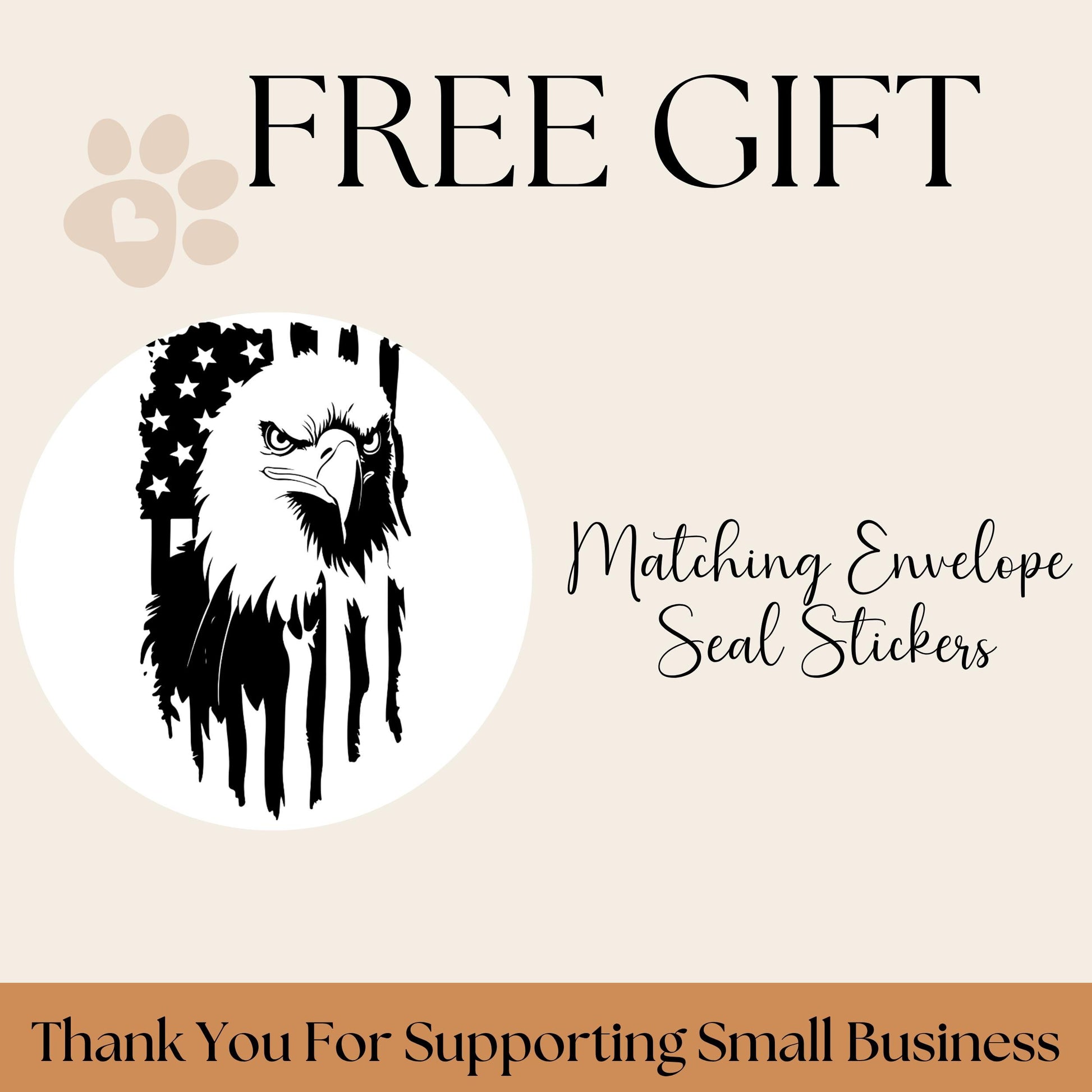 Patriotic Eagle Address Labels, USA Flag Return Stickers, Military Mail Gift, Bald Eagle Envelope Labels with FREE Matching Seal stickers - The Pawprint Paperie