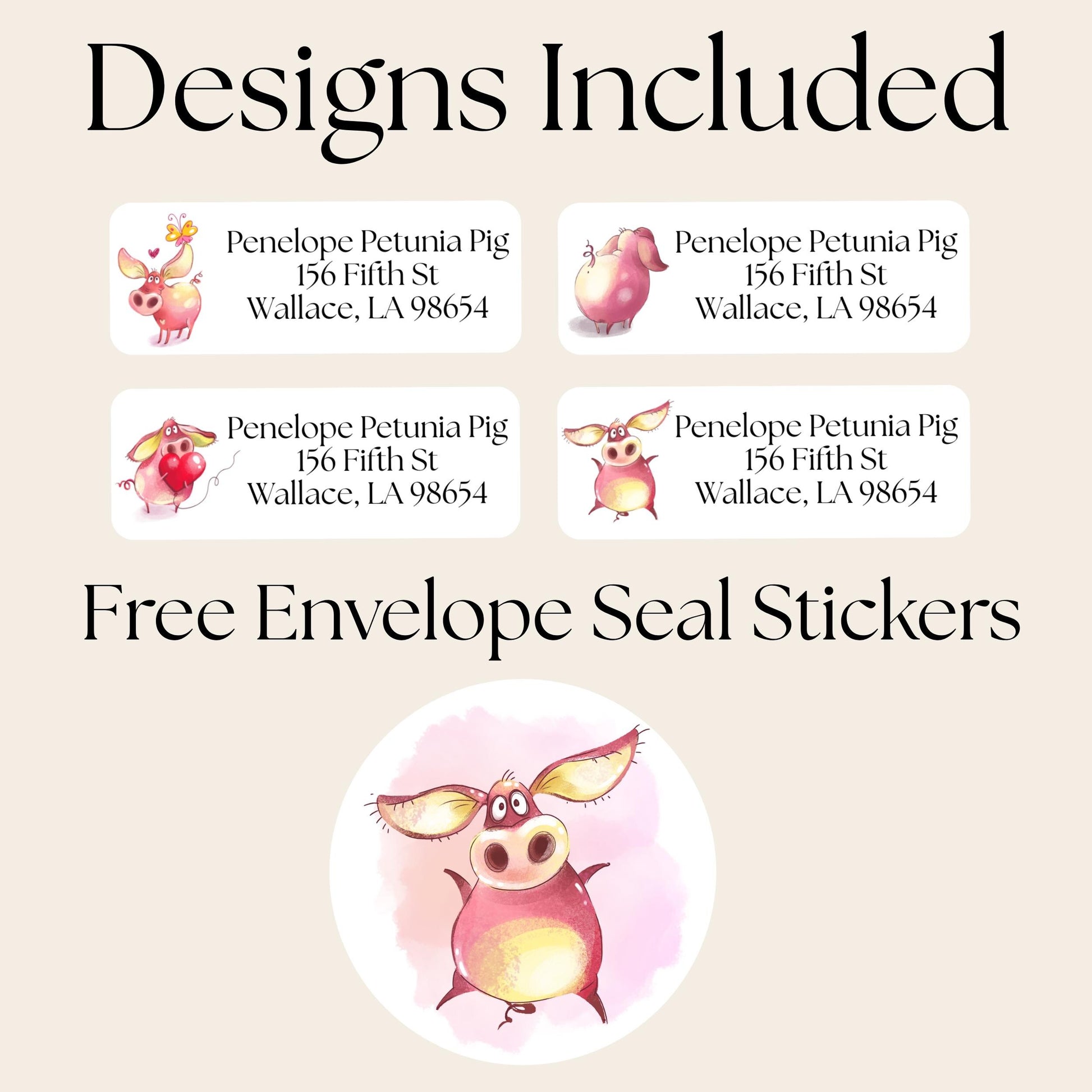 Cute Pig Address Labels with FREE Matching Stickers, Personalized Return Stickers, Funny Farmhouse Piggy Gift, Pet Lover Mail Seals, country - The Pawprint Paperie