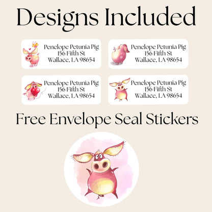 Cute Pig Address Labels with FREE Matching Stickers, Personalized Return Stickers, Funny Farmhouse Piggy Gift, Pet Lover Mail Seals, country - The Pawprint Paperie