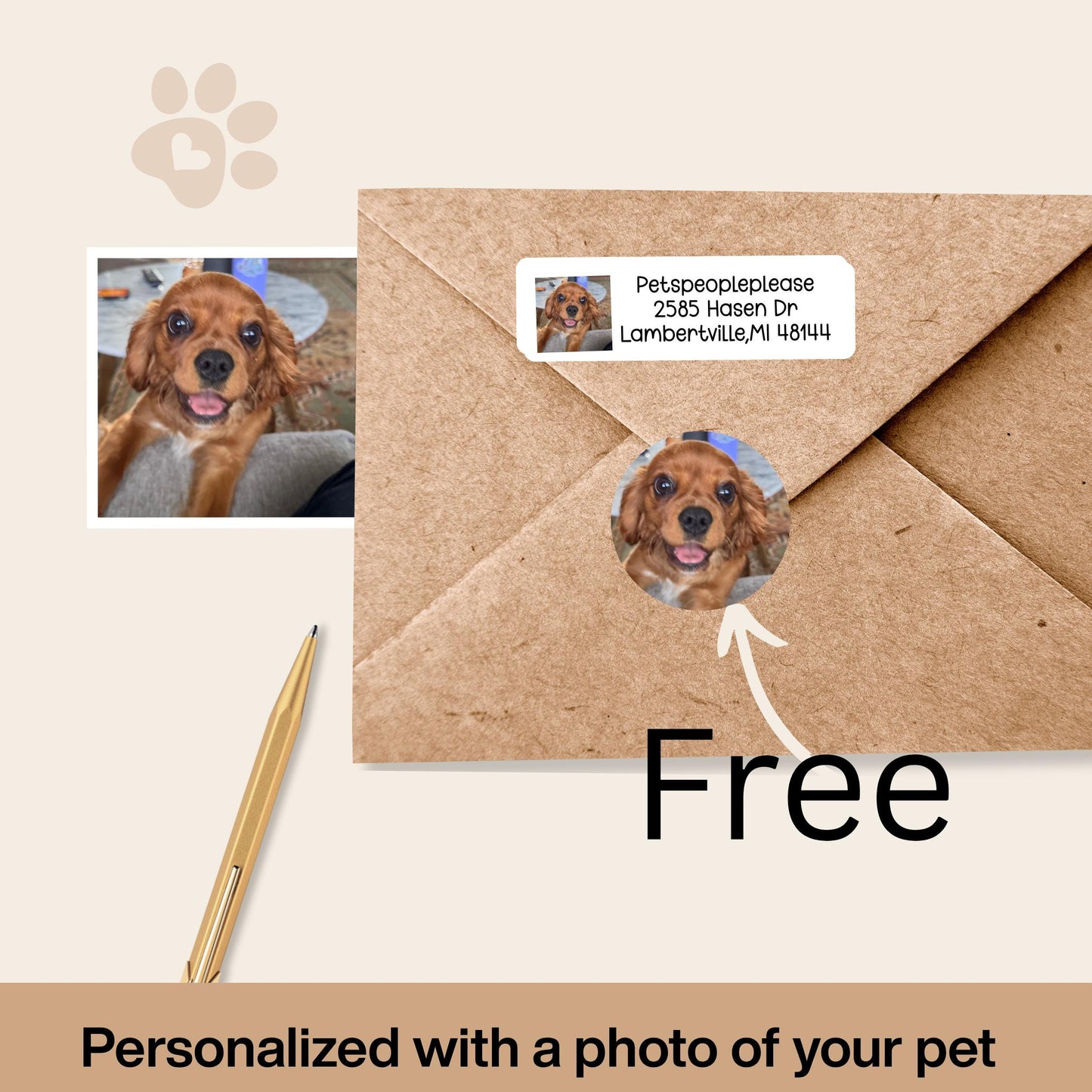 Pet Photo Address Labels, FREE Personalized Dog Sticker Sheet Set, Kids Custom Summer Camp Name, Unique dog mom gift, Happy Return Mail - The Pawprint Paperie