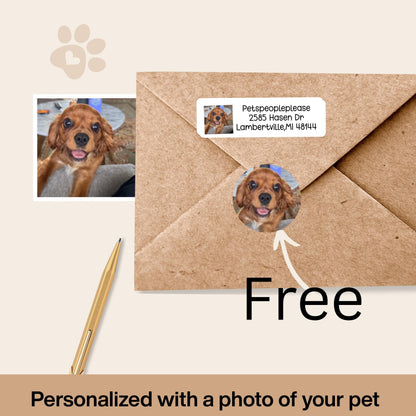 Pet Photo Address Labels, FREE Personalized Dog Sticker Sheet Set, Kids Custom Summer Camp Name, Unique dog mom gift, Happy Return Mail - The Pawprint Paperie