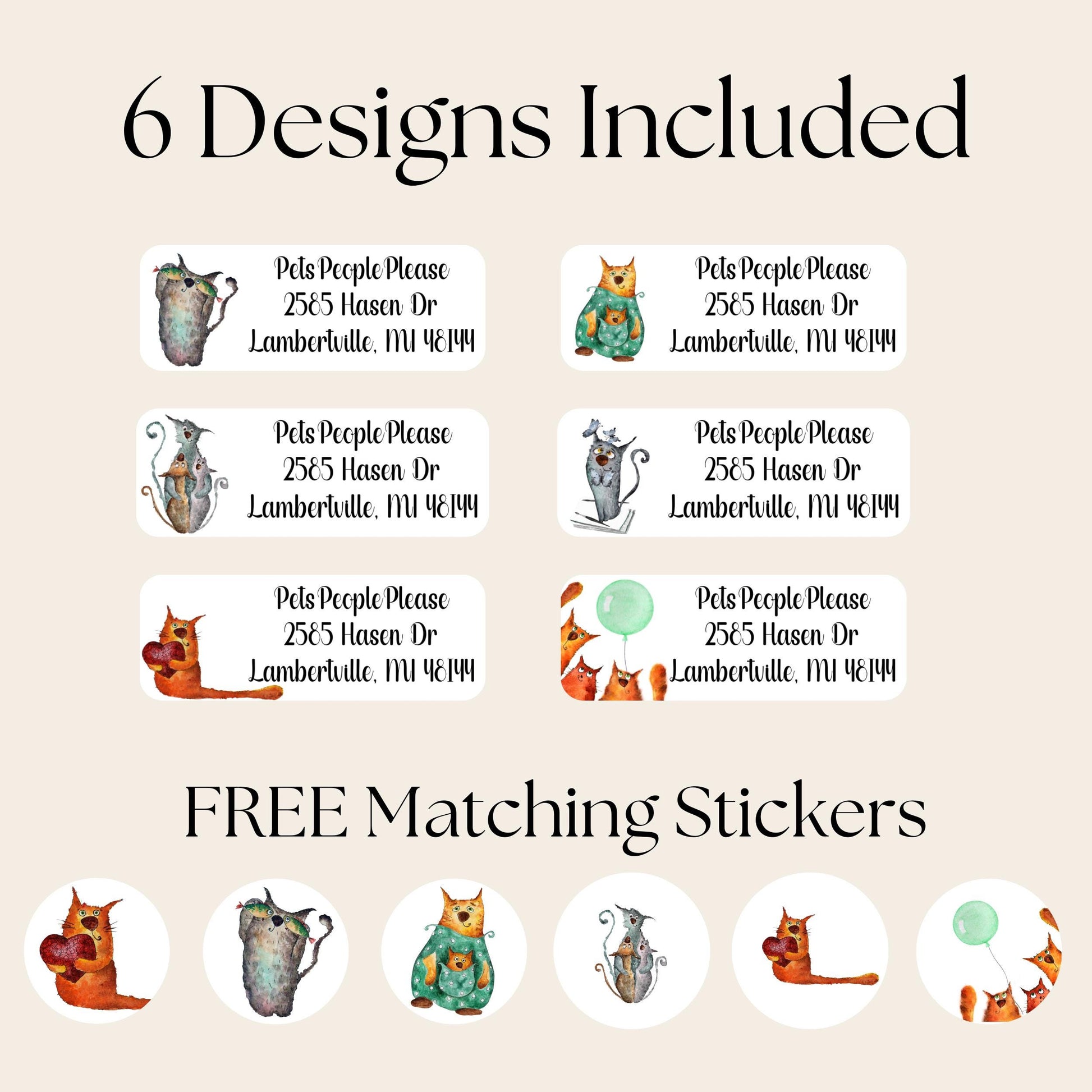 Funny Cat Return Address Label Stickers, Peel and Stick Mailing Label - FREE Envelope Seal Letter Stickers, Personalized gift for cat lovers - The Pawprint Paperie