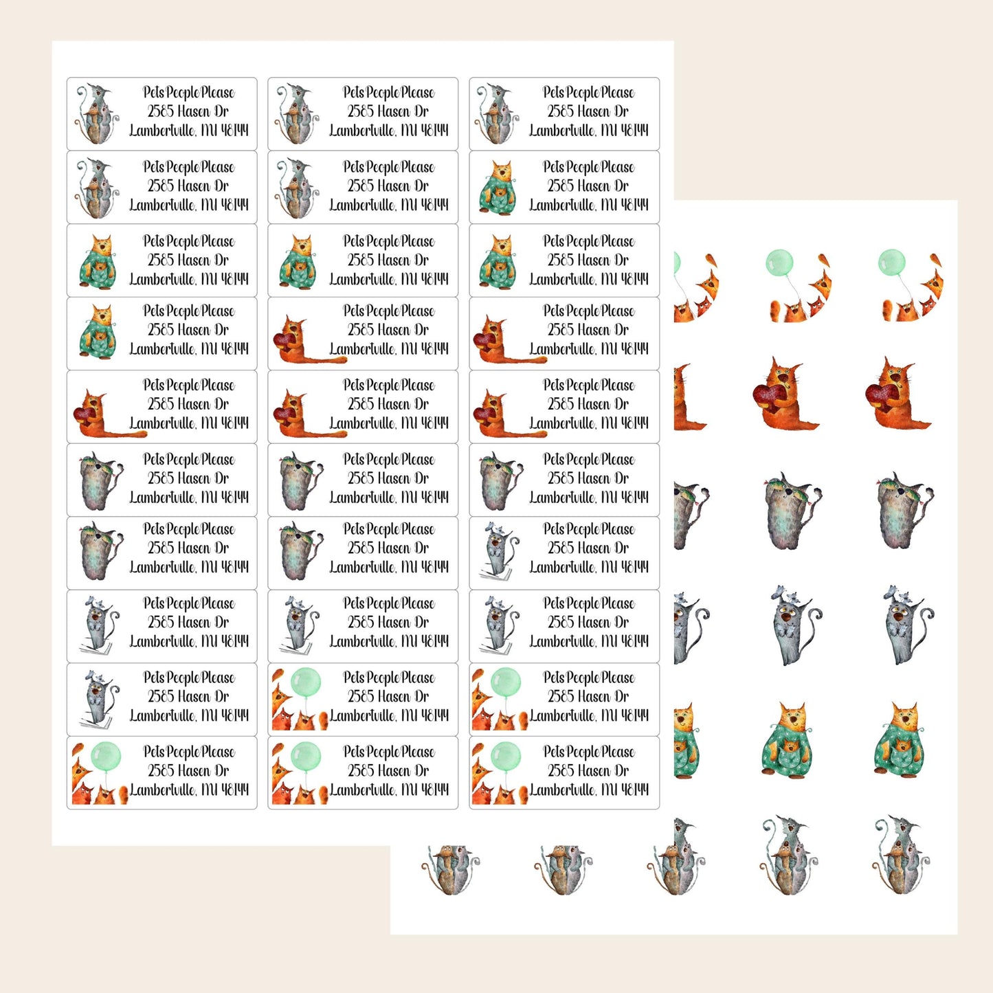 Funny Cat Return Address Label Stickers, Peel and Stick Mailing Label - FREE Envelope Seal Letter Stickers, Personalized gift for cat lovers - The Pawprint Paperie