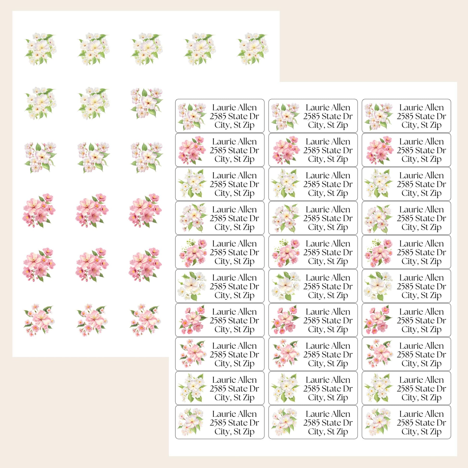 Cherry Blossom Return Address Labels, FREE Envelope Seal Stickers, Custom Pink Labels, Floral Happy Mail sheet, Snail Mail Gift, Pen Pal - The Pawprint Paperie