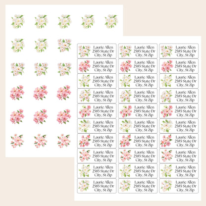 Cherry Blossom Return Address Labels, FREE Envelope Seal Stickers, Custom Pink Labels, Floral Happy Mail sheet, Snail Mail Gift, Pen Pal - The Pawprint Paperie