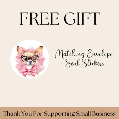 Pretty Chihuahua Dog Return Address Labels FREE Matching Stickers - Coquette Aesthetic Custom Personalized Snail Mail, Gift for Dog Lover - The Pawprint Paperie