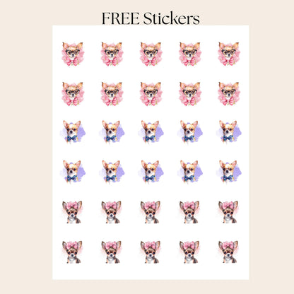 Pretty Chihuahua Dog Return Address Labels FREE Matching Stickers - Coquette Aesthetic Custom Personalized Snail Mail, Gift for Dog Lover - The Pawprint Paperie