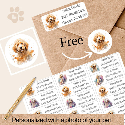 Personalized Doodle lover return address labels, FREE Matching Custom Sticker seals, Cavipoo, Poodle, Cockapoo, Goldendoodle, dog lover gift - The Pawprint Paperie