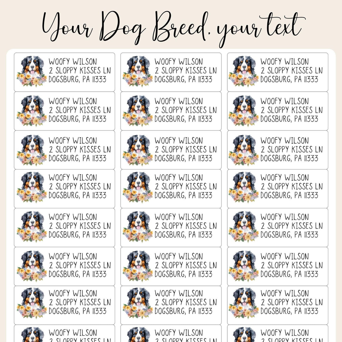 Custom Dog Address Labels FREE Matching Stickers, Personalized Breed & Font. Frenchie, Lab, Pug, Husky, Boston, Golden, Schnauzer, Yorkie - The Pawprint Paperie