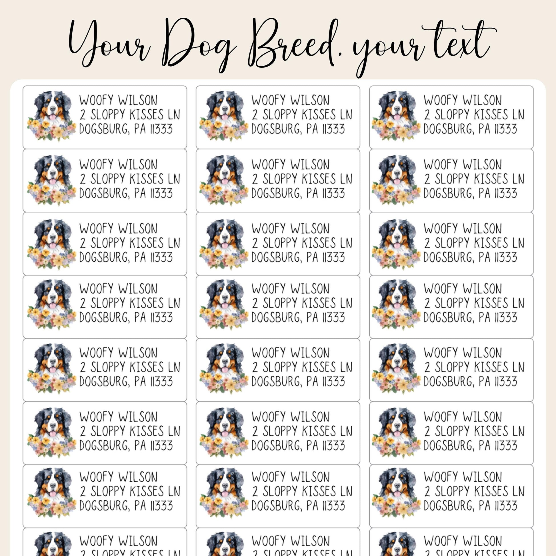 Custom Dog Address Labels FREE Matching Stickers, Personalized Breed & Font. Frenchie, Lab, Pug, Husky, Boston, Golden, Schnauzer, Yorkie - The Pawprint Paperie