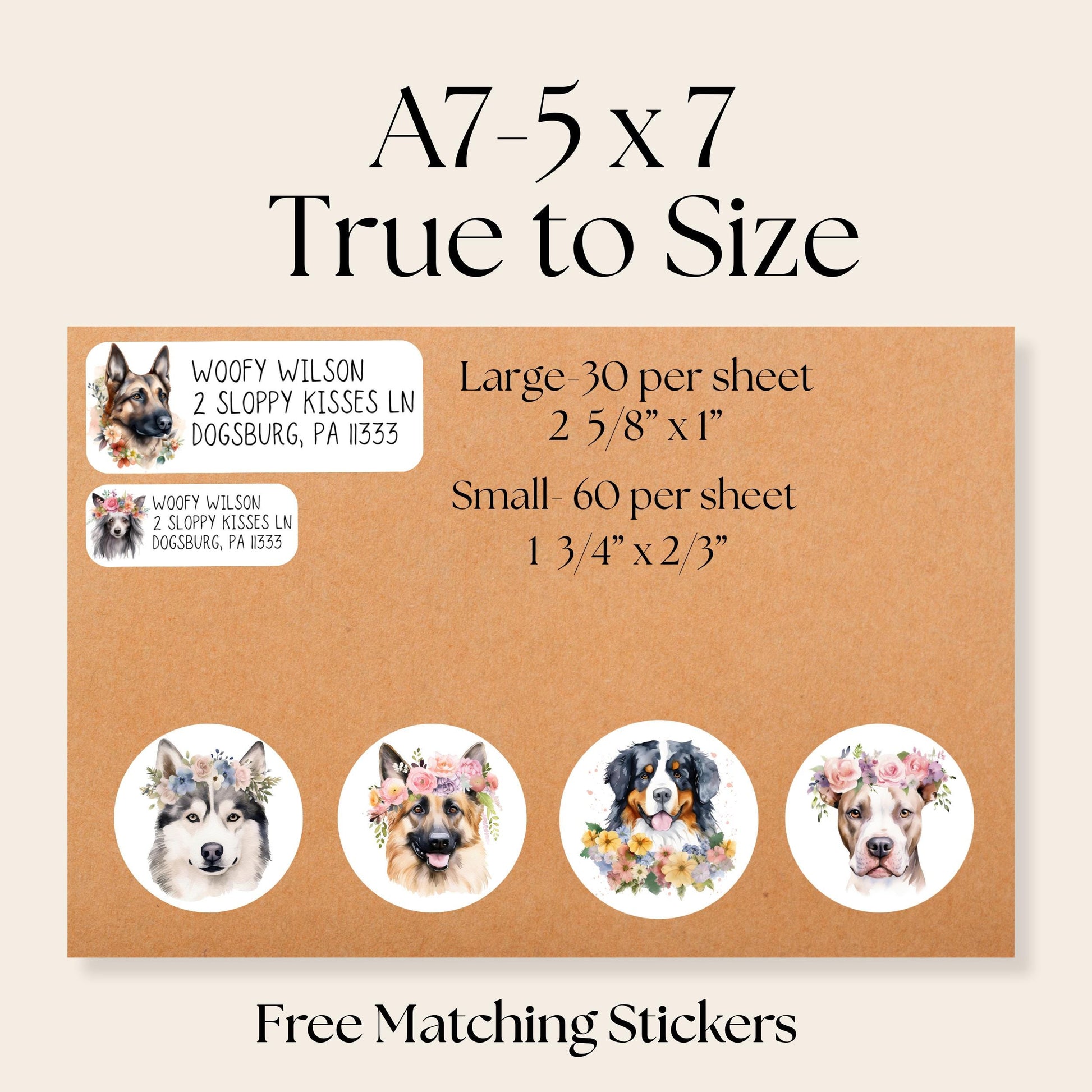 Custom Dog Address Labels FREE Matching Stickers, Personalized Breed & Font. Frenchie, Lab, Pug, Husky, Boston, Golden, Schnauzer, Yorkie - The Pawprint Paperie
