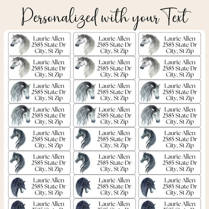 Minimalist Horse Address Labels with FREE Matching Stickers, Custom Sketch Envelope Labels, Horse Lover Gift, Printed - The Pawprint Paperie