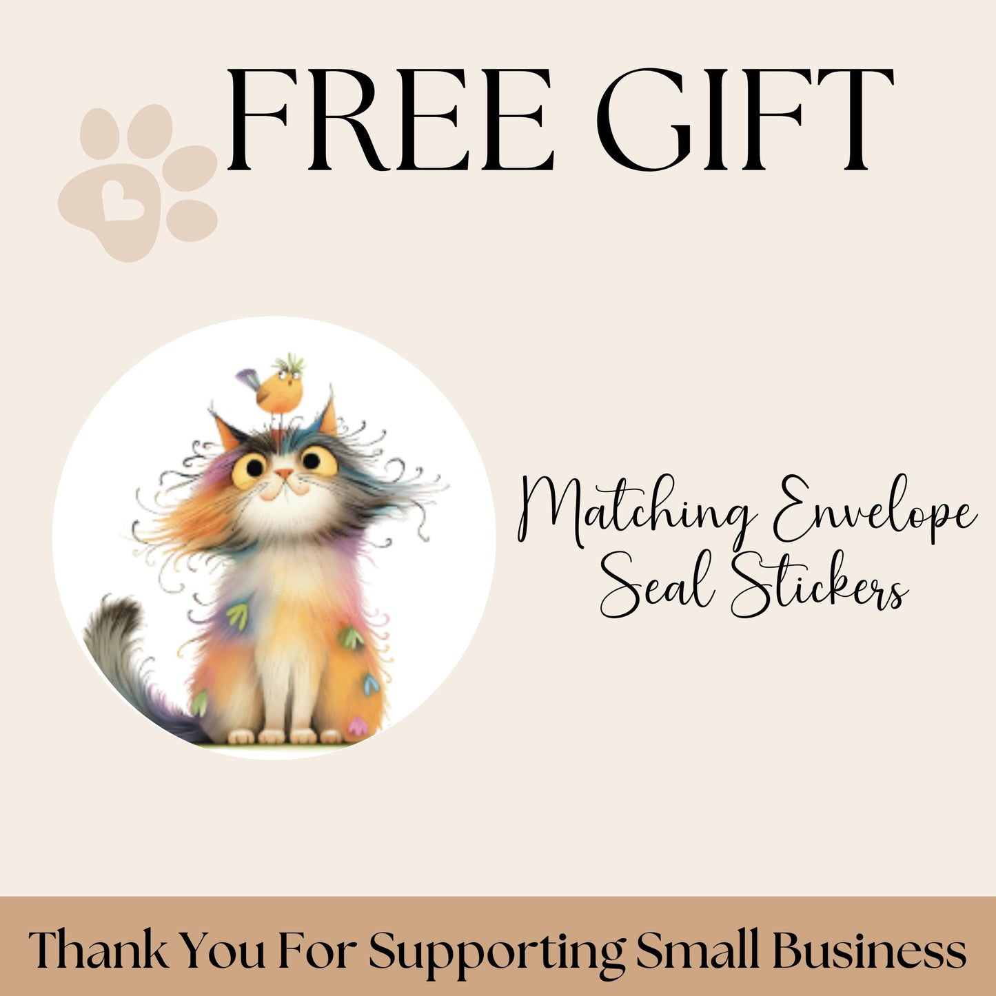 Funny Cat & Birds Return Address Labels with FREE Stickers - The Pawprint Paperie